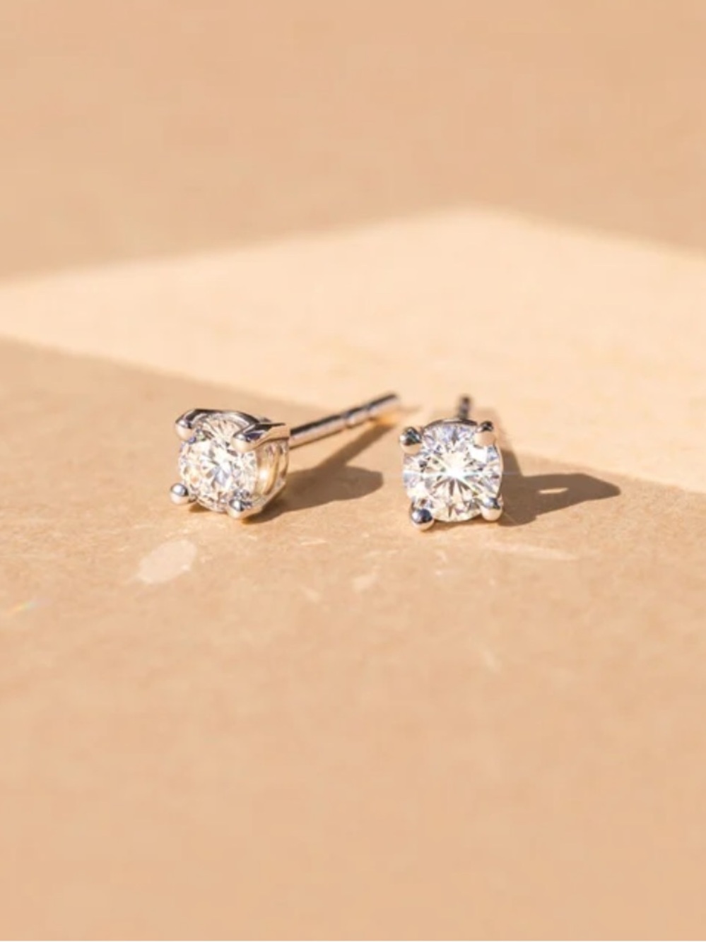 Brand New Authentic Natural Diamond Stud Earrings (1/6 ct.) in 14K White Gold